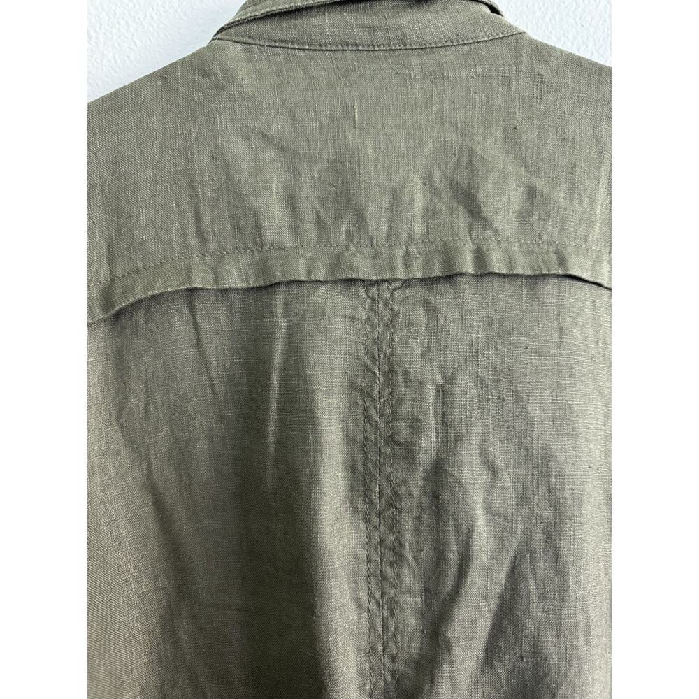 INC Utility Jacket Women's 2XL Olive Green Linen Lightweight Cargo Military Chic - Picture 8 of 14